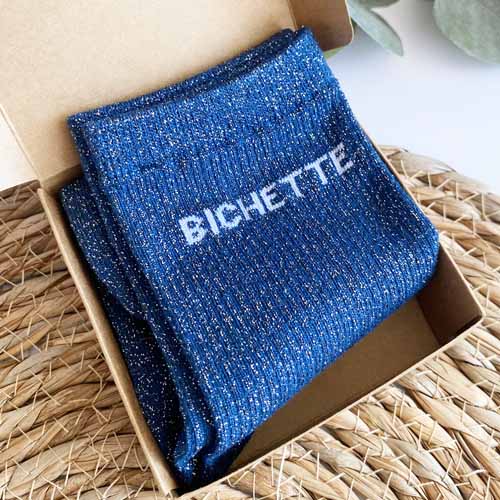 Chaussettes Bichette à paillettes bleues